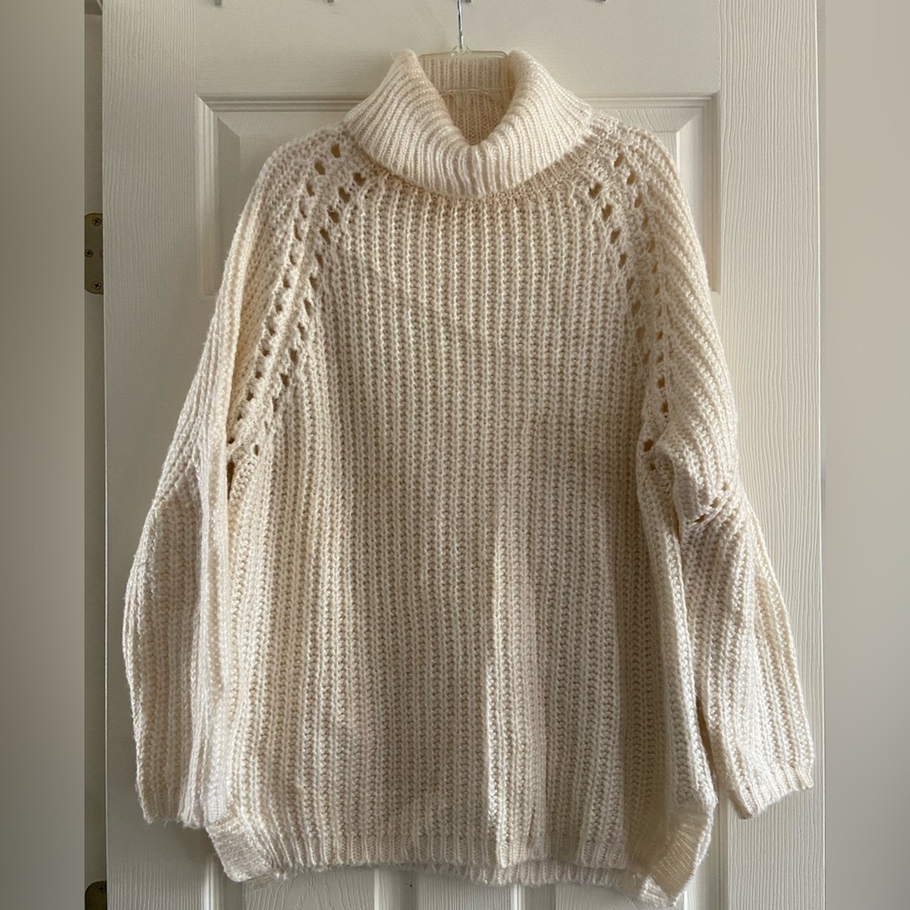 John+ Jenn Womens Knit Texture Turtleneck Long Sleeve Pullover Sweater Sz Large